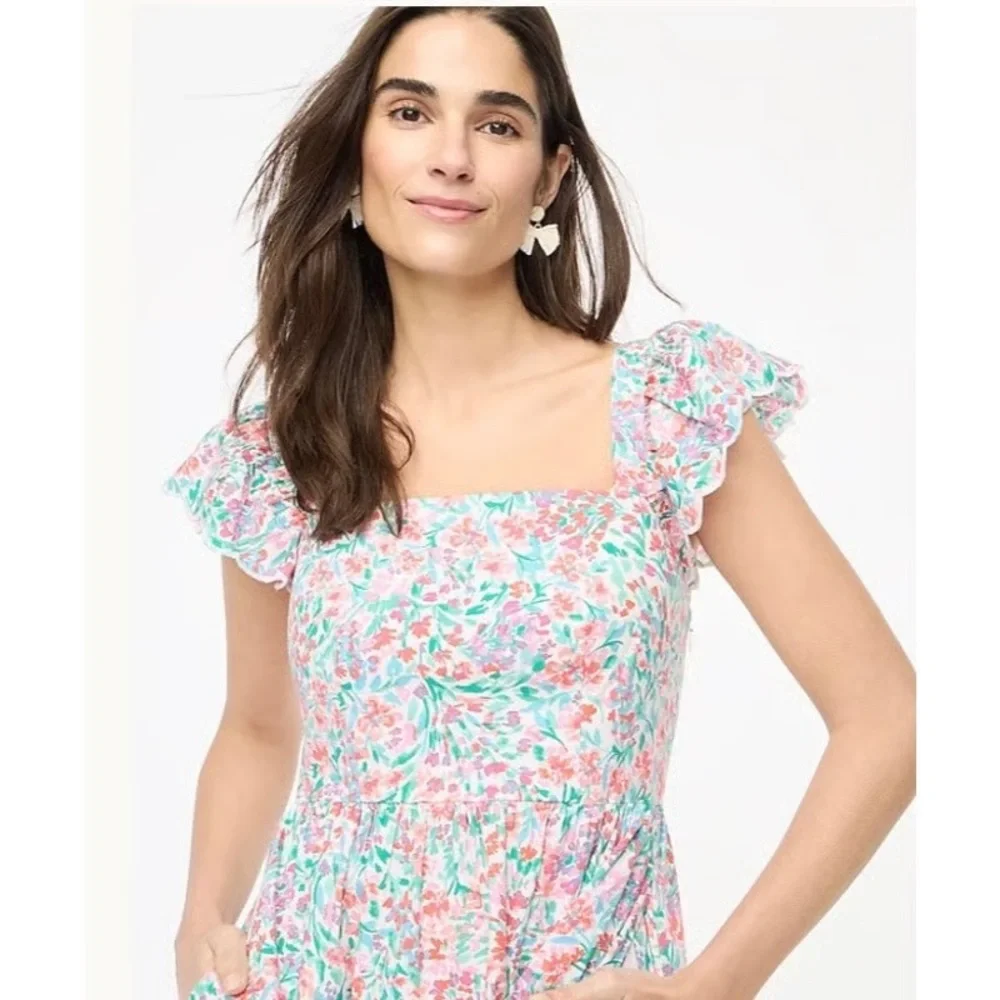 J. Crew Ruffle-sleeve Midi Dress in Bright Spearamint - Picture 3 of 13